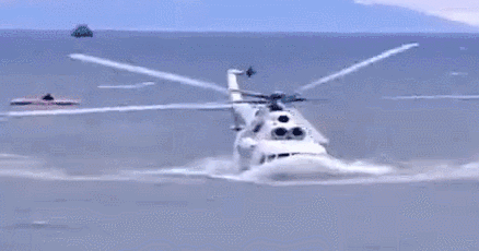 水上起飛失敗——庫頁島Mi-14機翻災(zāi)難，頭重腳輕（GIF）
